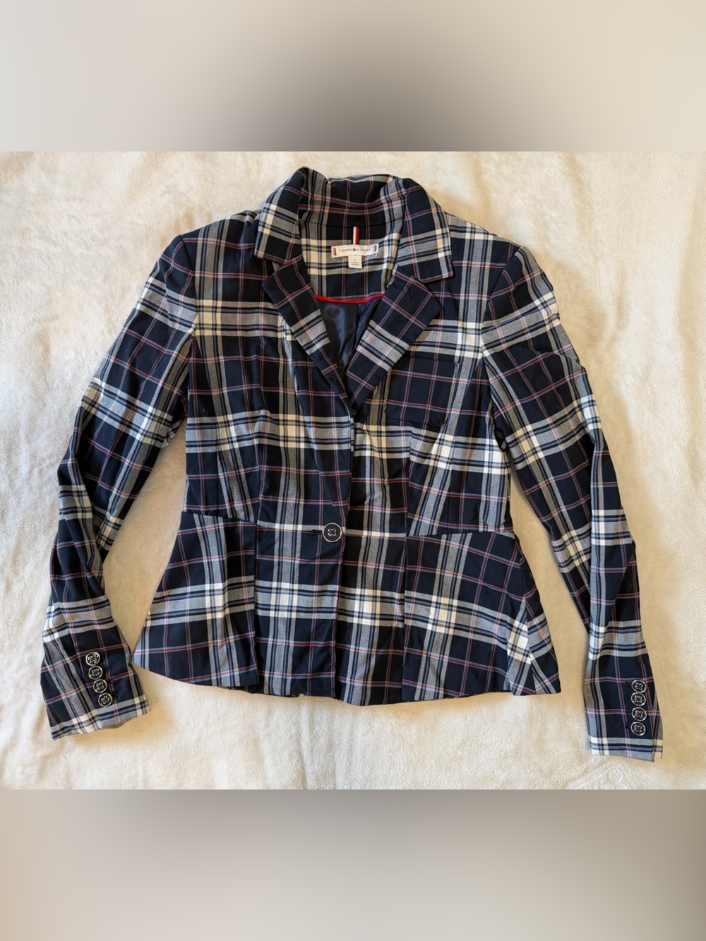 Tommy Hilfiger Navy Plaid Jacket